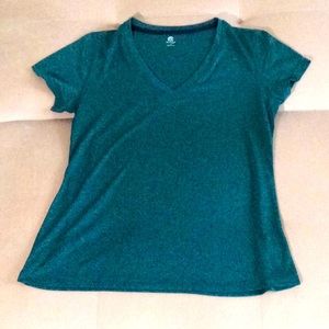 Champion Teal Drifit Athletic V Neck Tee, Size S/M